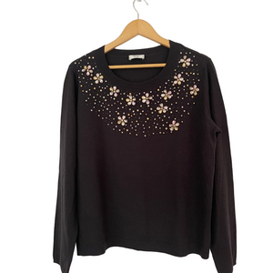 weill paris wool Embellished Black Sweater Top